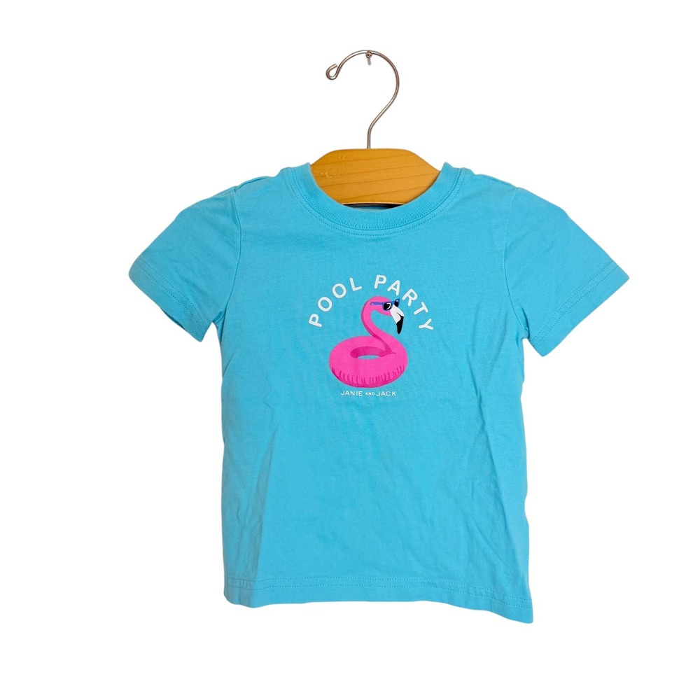 Janie and Jack Boys Pool Party Flamingo Graphic Tee Blue 18-24 Months